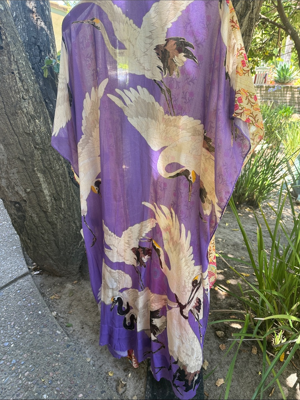 Aratta Purple Crane Print Kimono Jacket